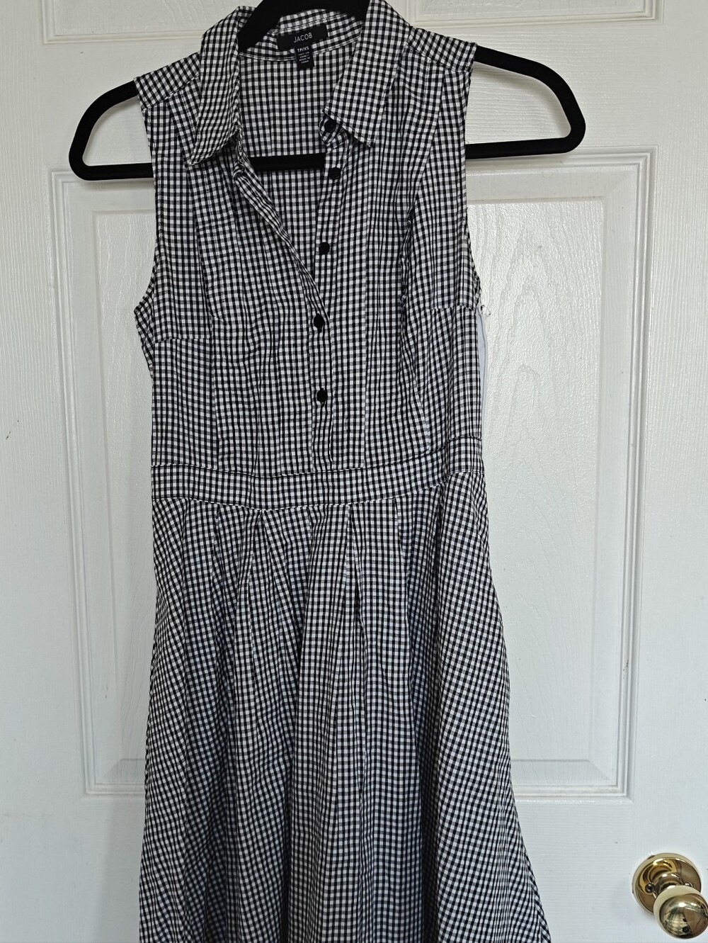 Jacob Cotton Black and White Gingham Sleeveless Mini Dress